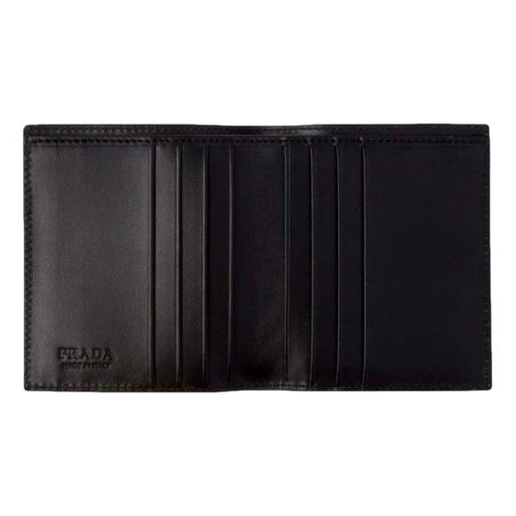 Prada Spazzolato Foldover Card Wallet Metallic Silver Embossed - Picture 4 of 5